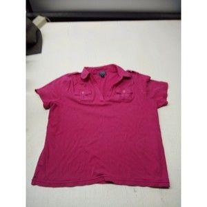 Chaps Women's Size XL Pink Short Sleeve Polo Shirt With Pockets